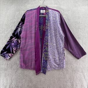 Wild Thing of Chico Ca Wild Women Cardigan‎ Women S/M Purple Patchwork Boho Art
